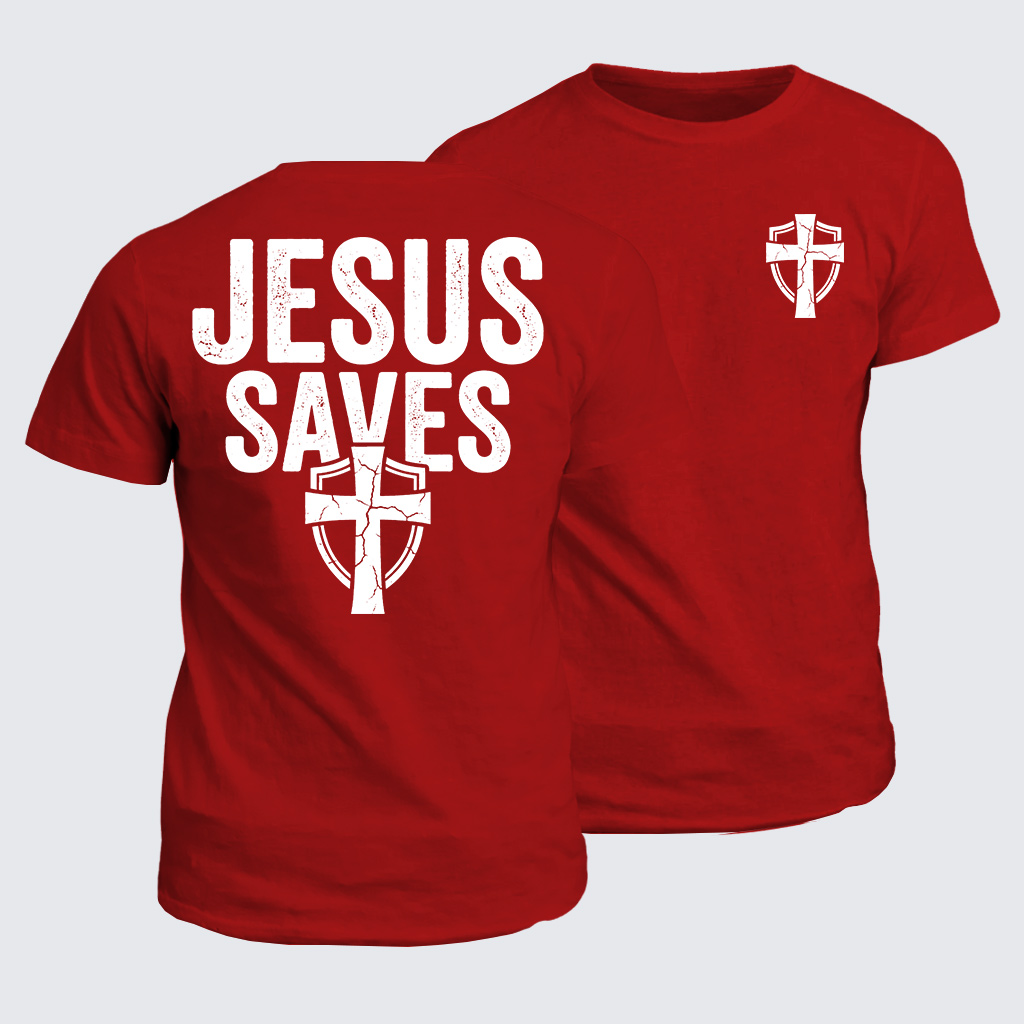 Jesus Saves Jesus God Christian Cotton T-Shirt