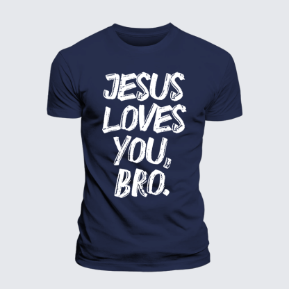 Jesus Loves Bro Jesus God Christian Premium Mercerized Cotton Tee