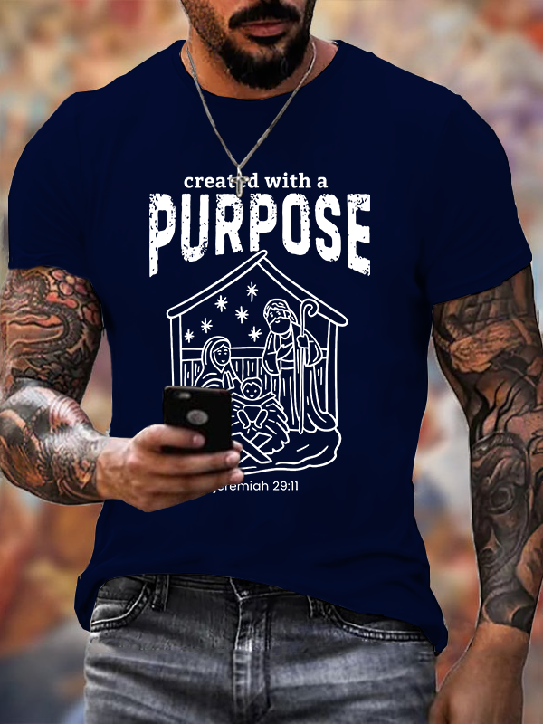 Created With A Purpose Jesus God Christian Cotton T-Shirt