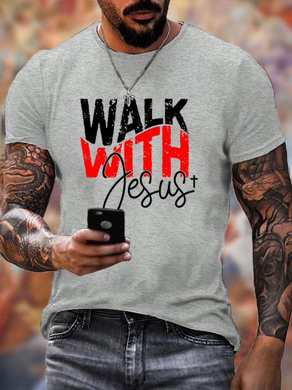 Walk With Jesus Jesus God Christian Cotton T-Shirt