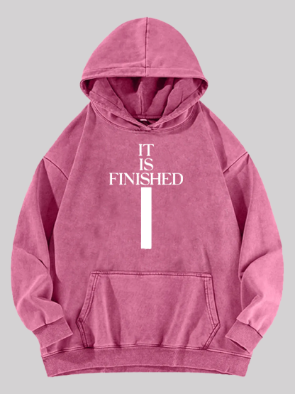 It Is Finished Jesus God Christian Washed Hoodie