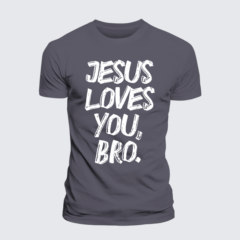 Jesus Loves Bro Jesus God Christian Premium Mercerized Cotton Tee