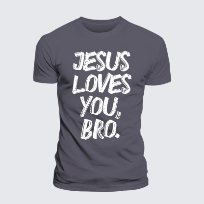 Jesus Loves Bro Jesus God Christian Premium Mercerized Cotton Tee