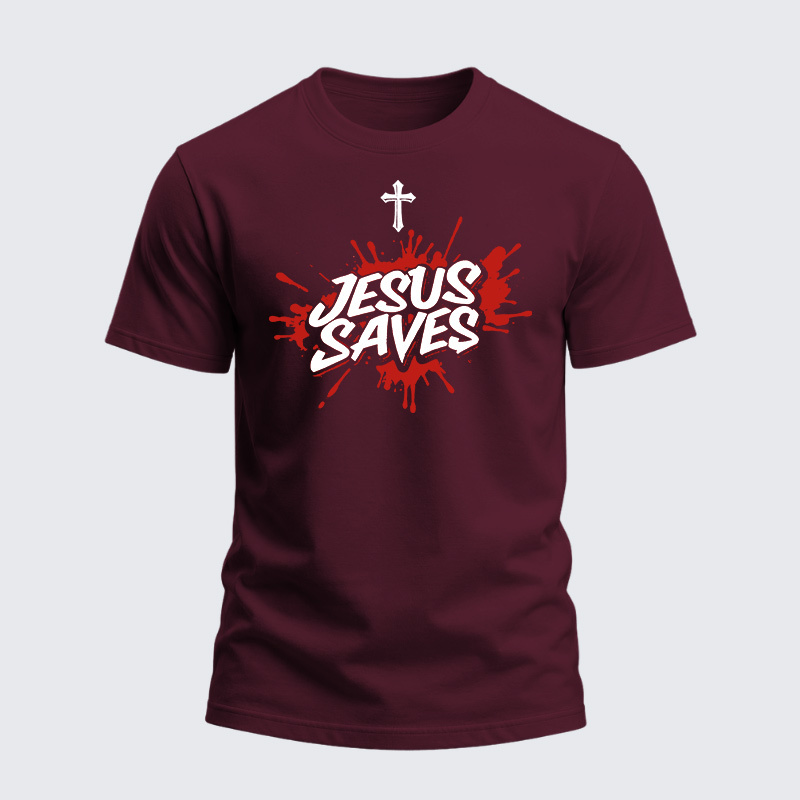 Heavyweight Cotton Tee - Jesus Saves Cross