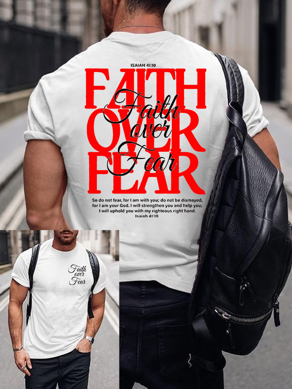 Faith Over Fear Jesus God Christian Cotton T-Shirt
