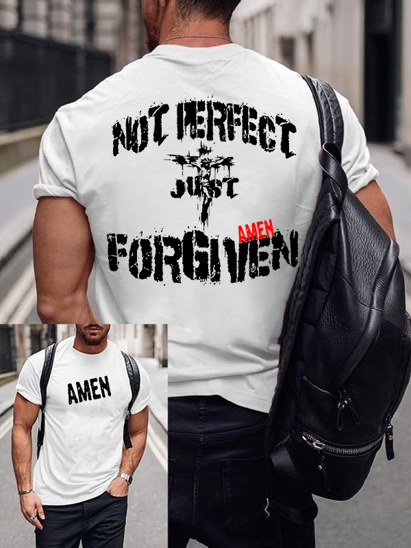 Not Perfect Just Forgiven Jesus God Christian Cotton T-Shirt