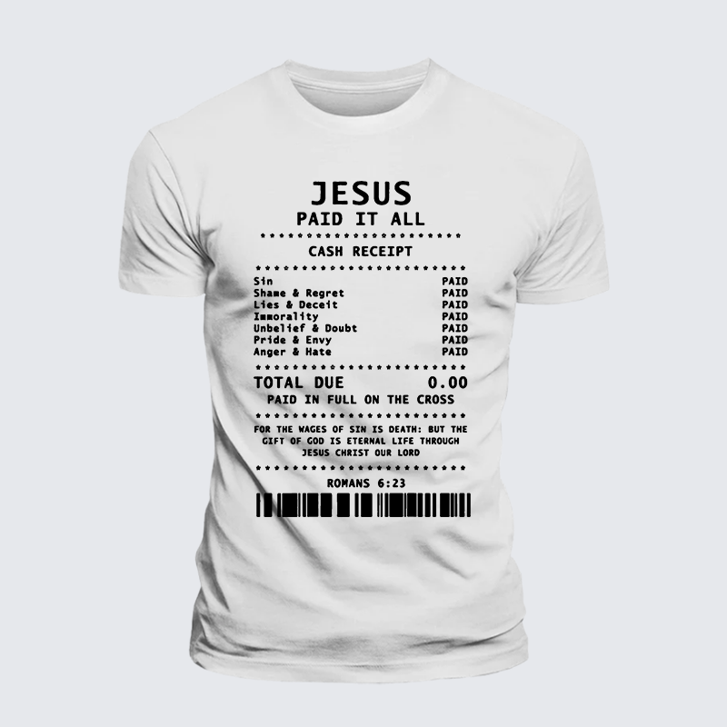Jesus Paid It All Jesus God Christian Premium Mercerized Cotton Tee