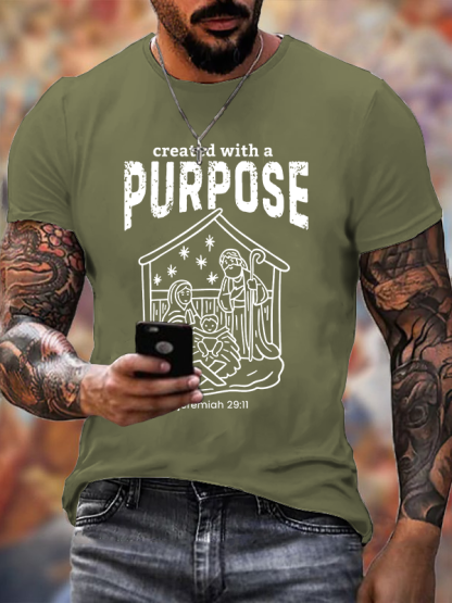 Created With A Purpose Jesus God Christian Cotton T-Shirt