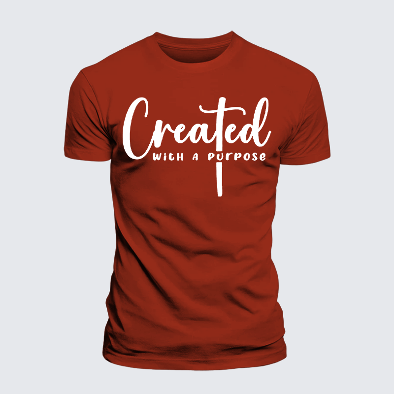 Created with A Purpose Jesus God Christian Premium Mercerized Cotton Tee