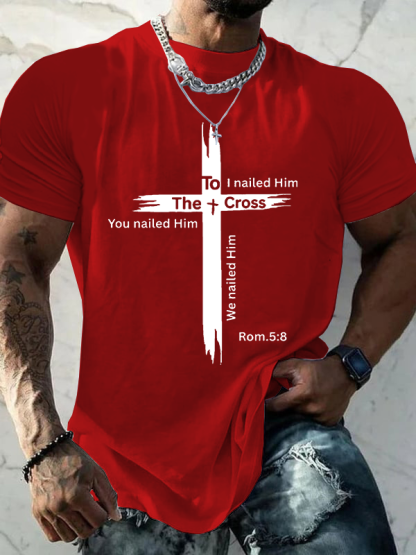 Faith Cross Romans 5:8 Jesus God Christian Cotton T-Shirt