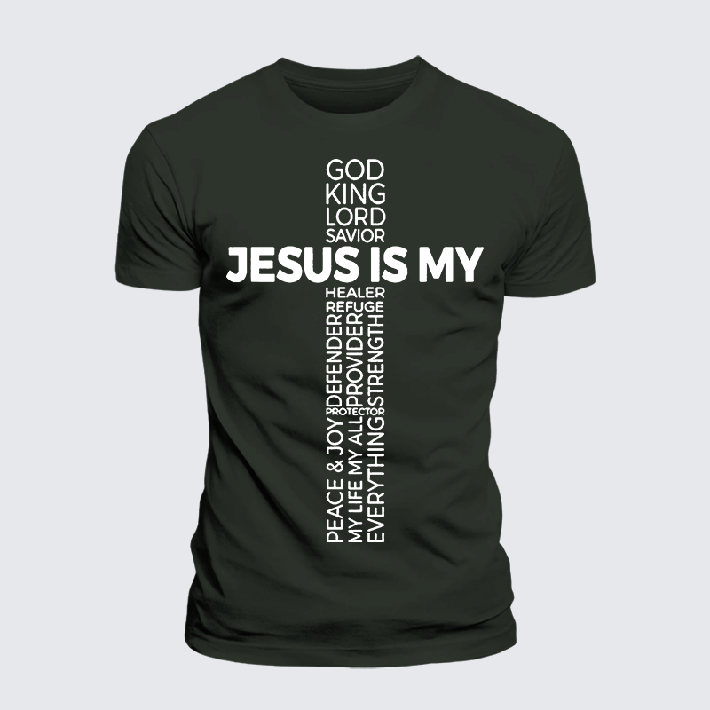 Jesus Is My God King Lord And Savior Jesus God Christian Premium Mercerized Cotton Tee