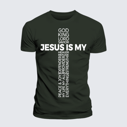 Jesus Is My God King Lord And Savior Jesus God Christian Premium Mercerized Cotton Tee