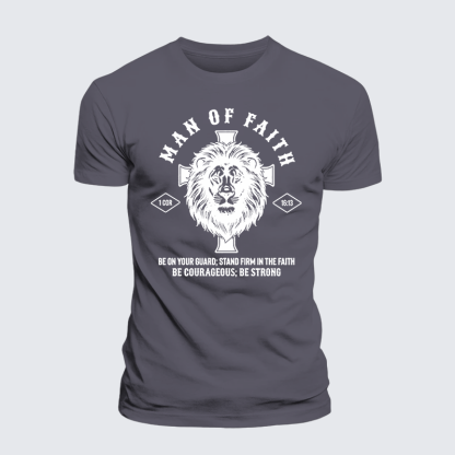 Man Of Faith Jesus God Christian Premium Mercerized Cotton Tee