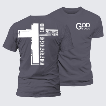 God Is Good Philippians 4:13 Jesus God Christian Premium Mercerized Cotton Tee