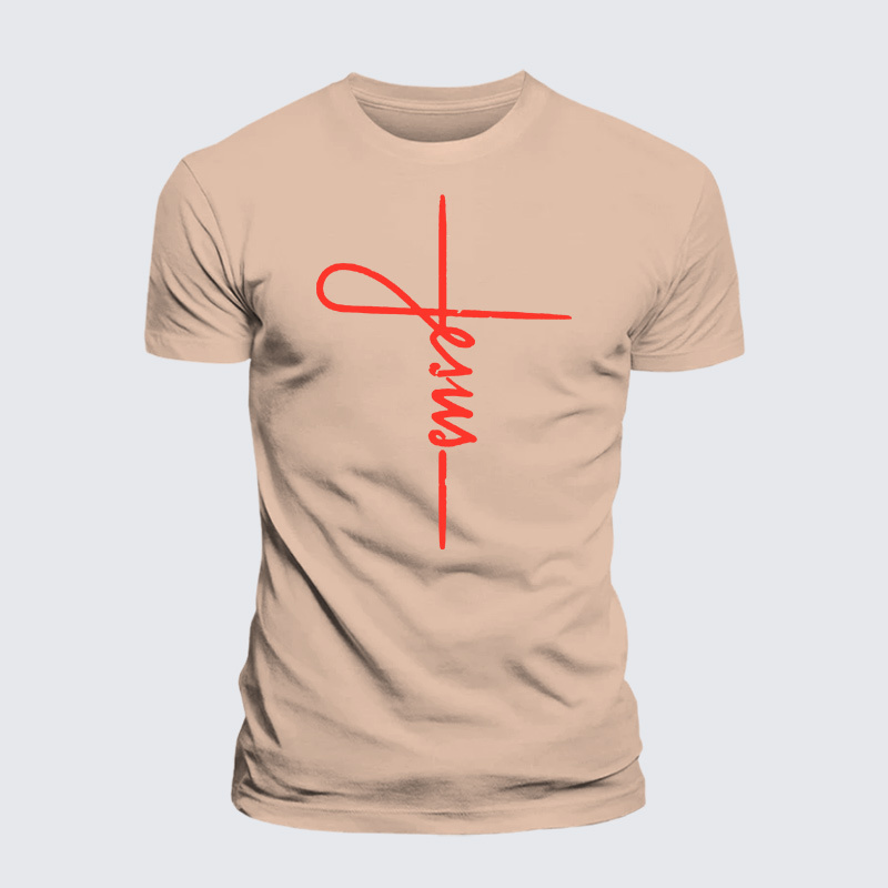 Man Of God Husband Dad Jesus God Christian Cotton T-Shirt