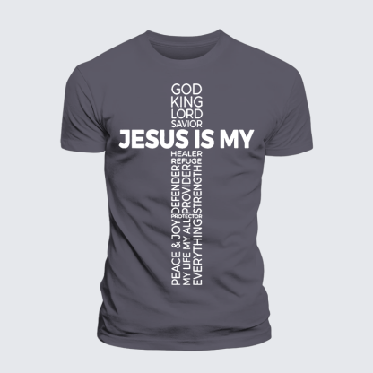Jesus Is My God King Lord And Savior Jesus God Christian Premium Mercerized Cotton Tee