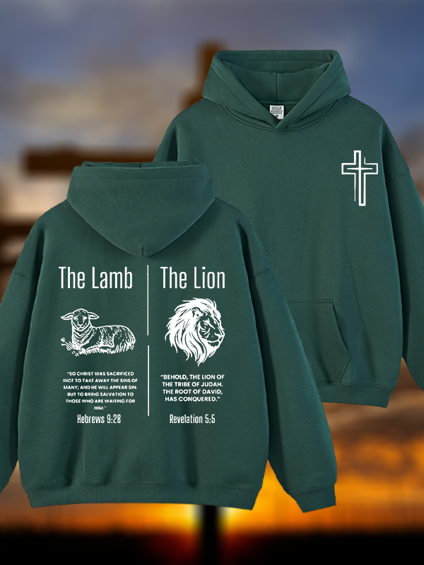 The Lamb & The Lion Jesus God Christian Plush Fleece-Lined Hoodie