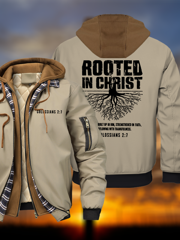 Rooted In Christ Warm Hooded Bomber Jacket