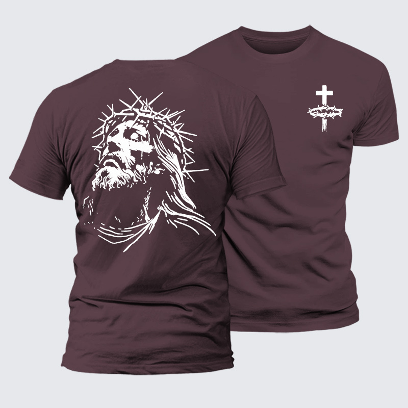 Vintage Crown of Thorns  Jesus God Christian Premium Mercerized Cotton Tee