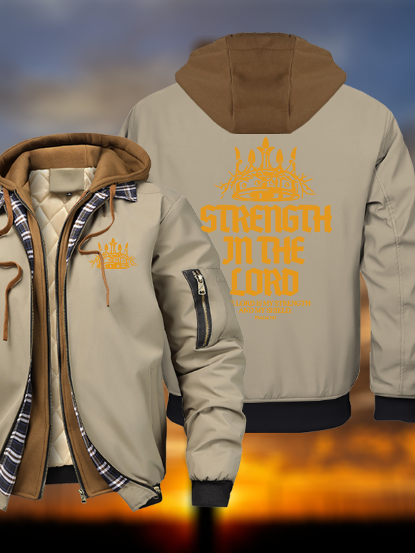 Strength In The Lord Warm Hooded Bomber Jacket