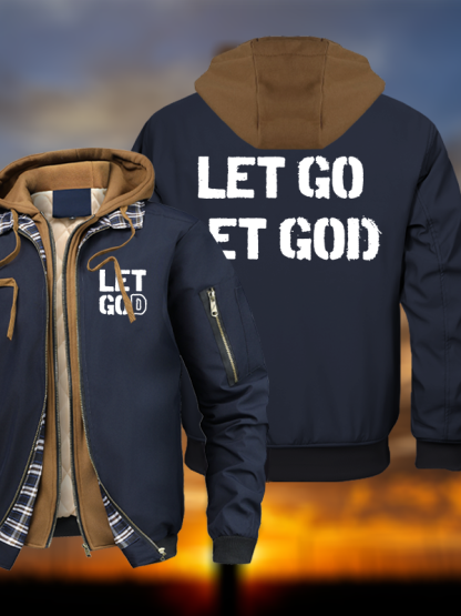 Let Go And Let God Warm Hooded Bomber Jacket