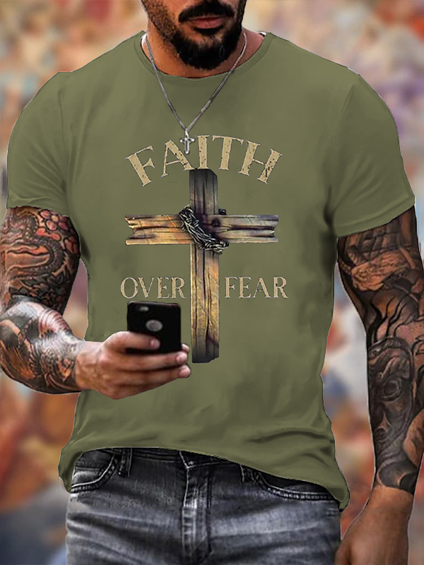 Cross Faith Over Fear Cotton T-shirt