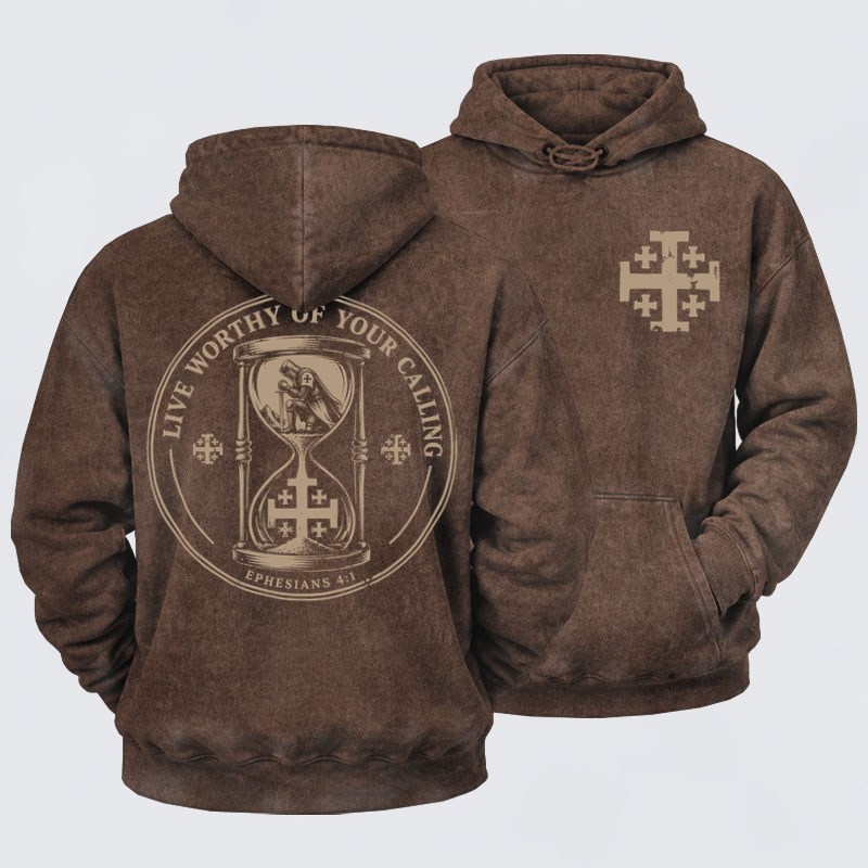 Washed Hoodie - Live Worthy of Your Calling