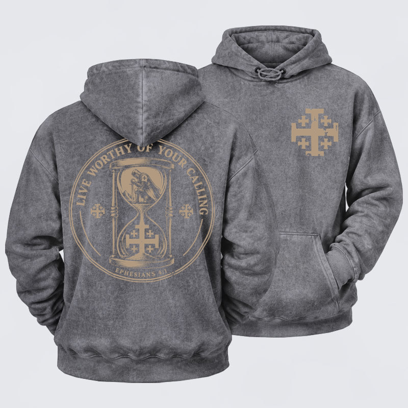 Washed Hoodie - Live Worthy of Your Calling