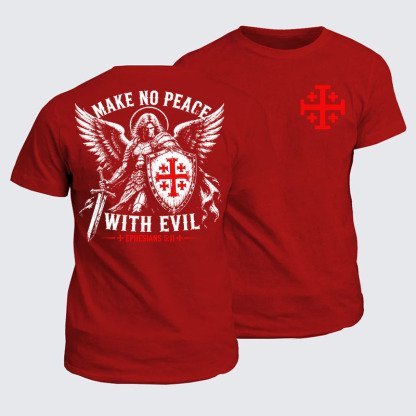 Classic Cotton Tee - Make No Peace with Evil Knight Templar Jerusalem Cross