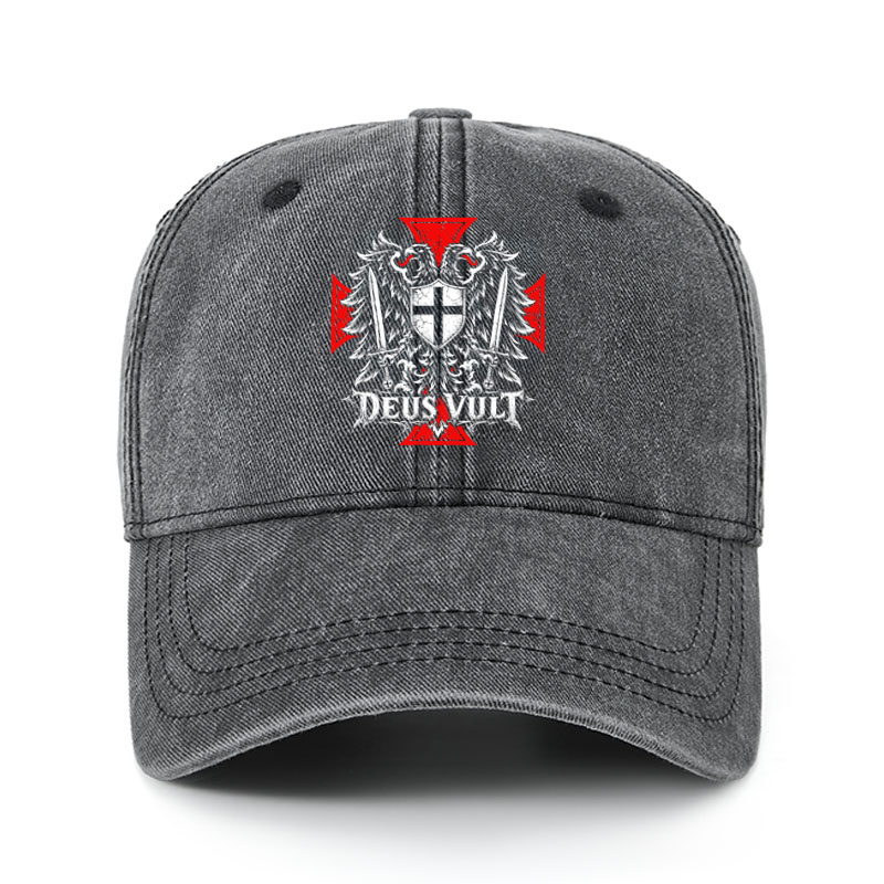 Heritage Washed Cap -Deus Vult – Medieval Christian Double-Headed Eagle