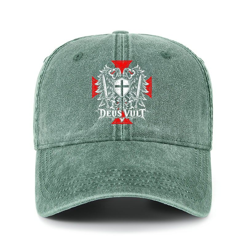 Heritage Washed Cap -Deus Vult – Medieval Christian Double-Headed Eagle