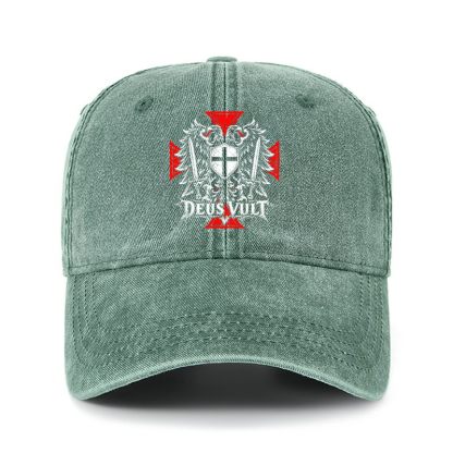 Heritage Washed Cap -Deus Vult – Medieval Christian Double-Headed Eagle