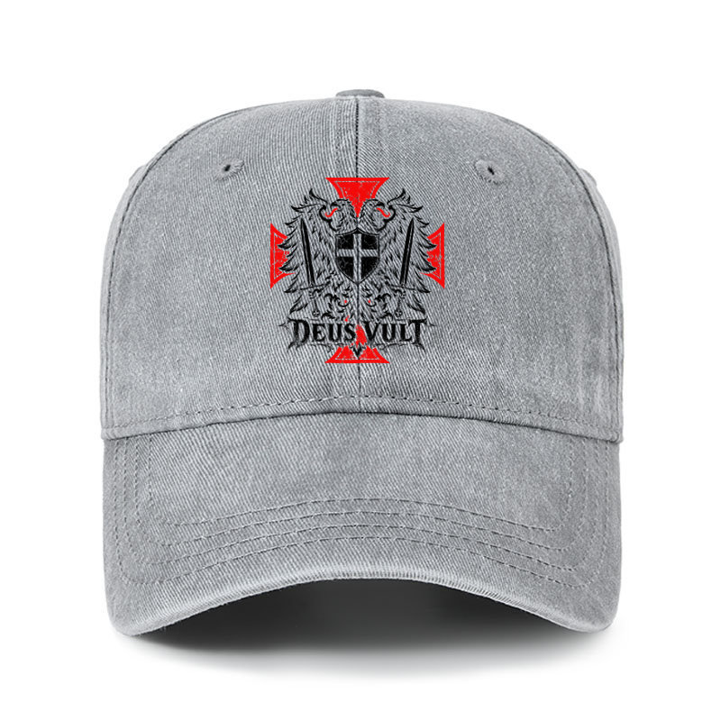 Heritage Washed Cap -Deus Vult – Medieval Christian Double-Headed Eagle