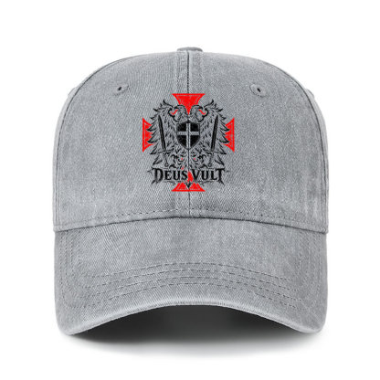 Heritage Washed Cap -Deus Vult – Medieval Christian Double-Headed Eagle