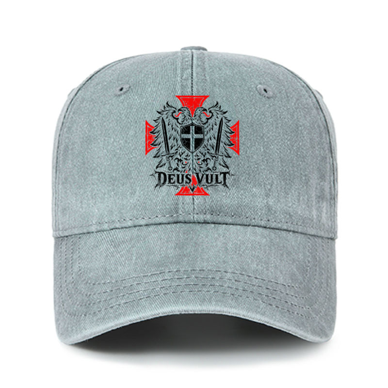 Heritage Washed Cap -Deus Vult – Medieval Christian Double-Headed Eagle