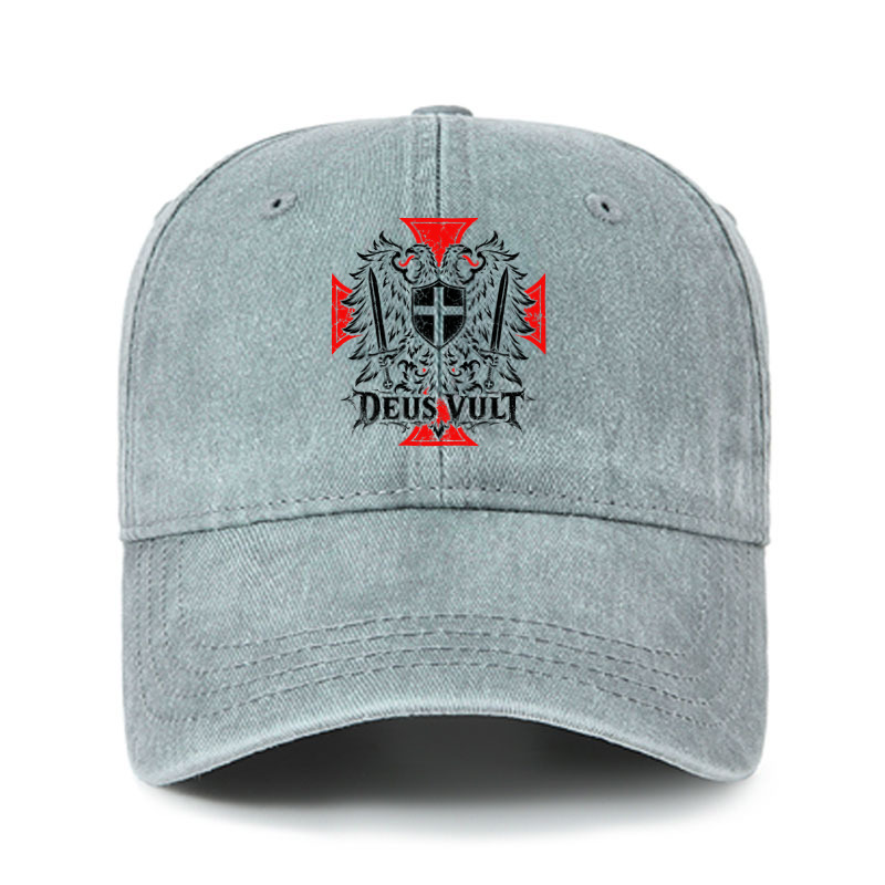 Heritage Washed Cap -Deus Vult – Medieval Christian Double-Headed Eagle