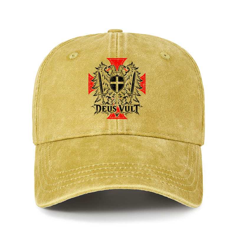 Heritage Washed Cap -Deus Vult – Medieval Christian Double-Headed Eagle