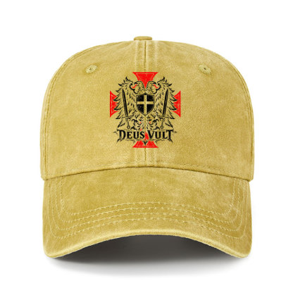Heritage Washed Cap -Deus Vult – Medieval Christian Double-Headed Eagle