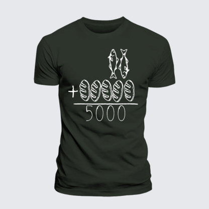 2 Fishes 5 Breads Jesus Feeds The 5000 Jesus God Christian Premium Mercerized Cotton Tee