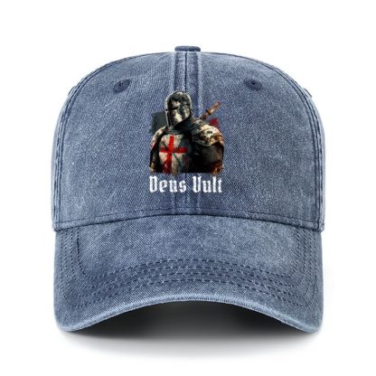 Heritage Washed Cap - Deus Vult - Navy (front)