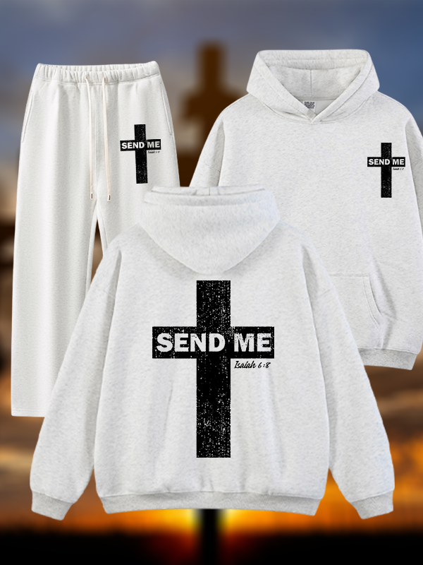 Send Me Isaiah 6:8 Jesus God Christian Plush Fleece-Lined Hoodie Set