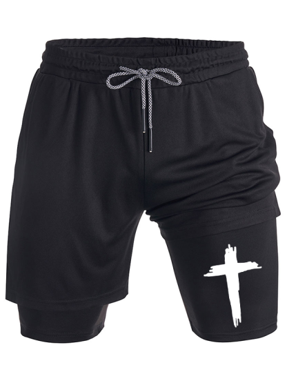 Cross Printed Christian Performance Shorts