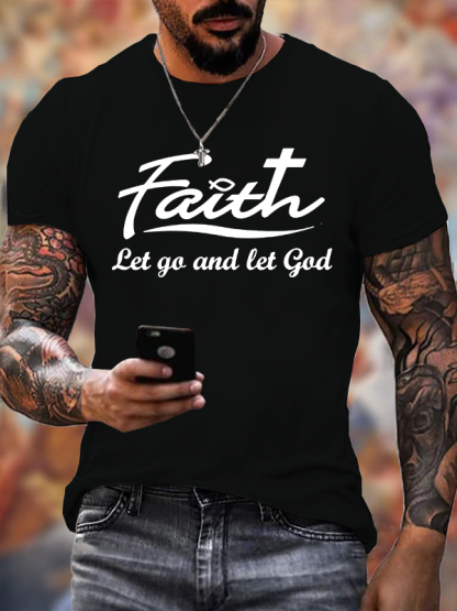  Let Go And Let God Jesus God Christian Cotton T-Shirt