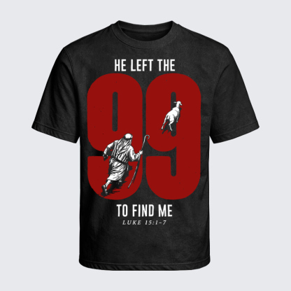 Washed T-Shirt - He Left The 99 To Find Me - Black (front)