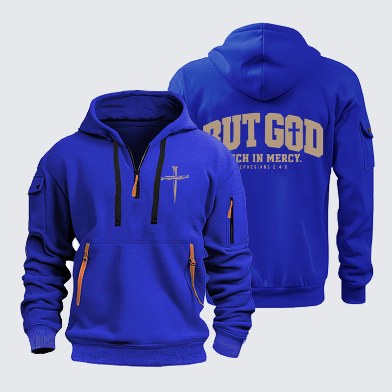 Zipper Hoodies - But God Rich in Mercy – Ephesians 2:4-5 - Royal Blue (front and back)
