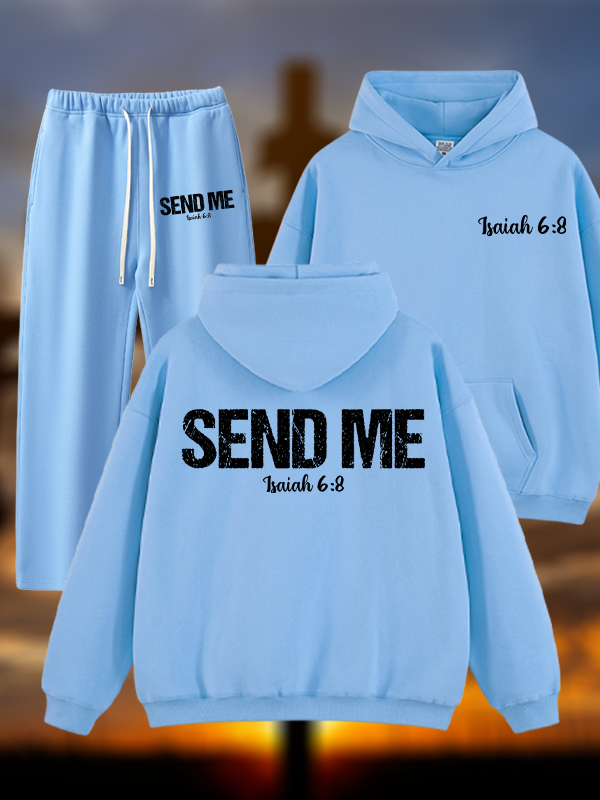 Isaiah 6:8 ‘Send Me’ Jesus God Christian Plush Fleece-Lined Hoodie Set