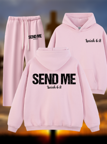 Isaiah 6:8 ‘Send Me’ Jesus God Christian Plush Fleece-Lined Hoodie Set