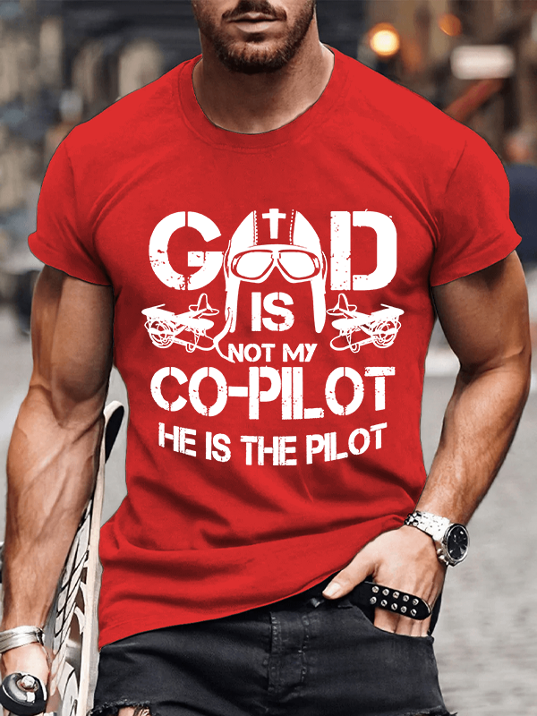  God Is My Pilot Christian Cotton T-Shirt