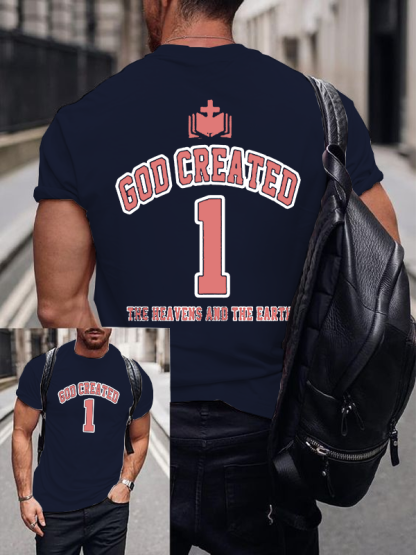 God Created The Heavens And Earth Christian Cotton T-Shirt