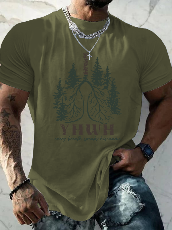 Every Breath Speaks His Name Christian Cotton T-Shirt